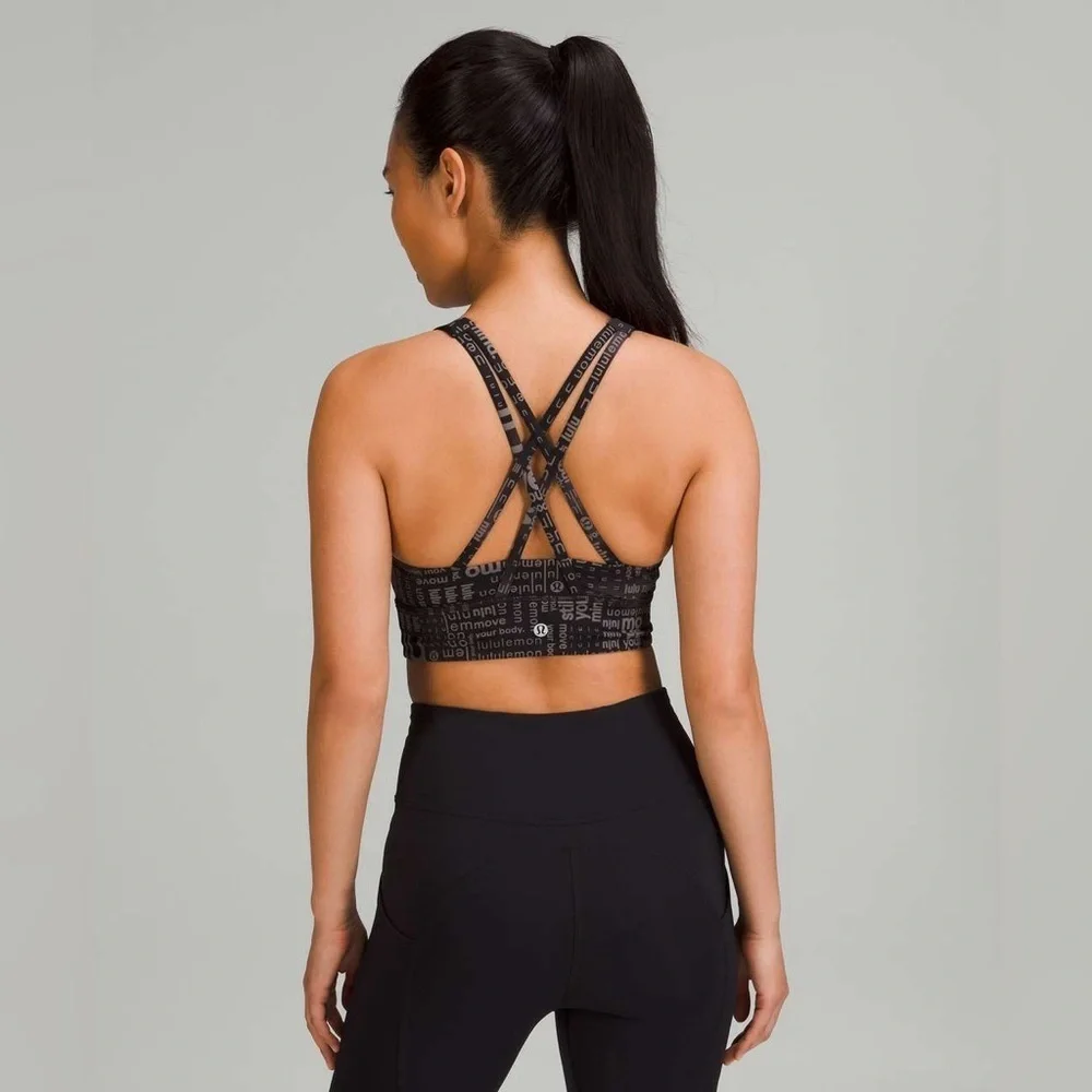 Lululemon Energy High-Neck Longline Bra in Lululemon Ombre Black Multi Size 6